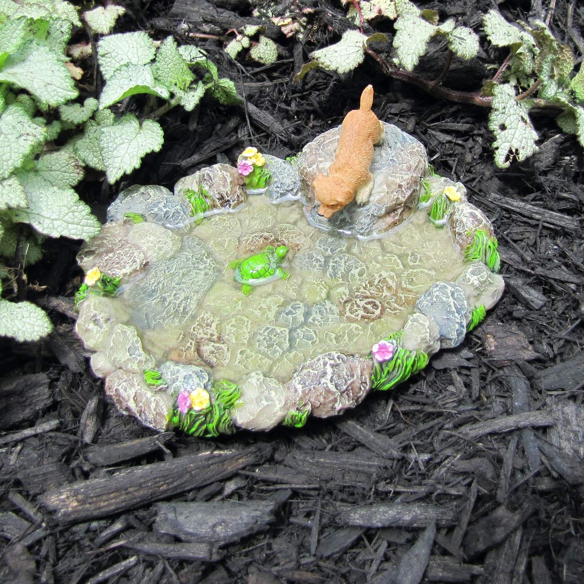 Treasure Gurus Miniature Stone Pond Turtle Dog Fairy Garden Ornament Mini Outdoor Dollhouse Decor Accessory