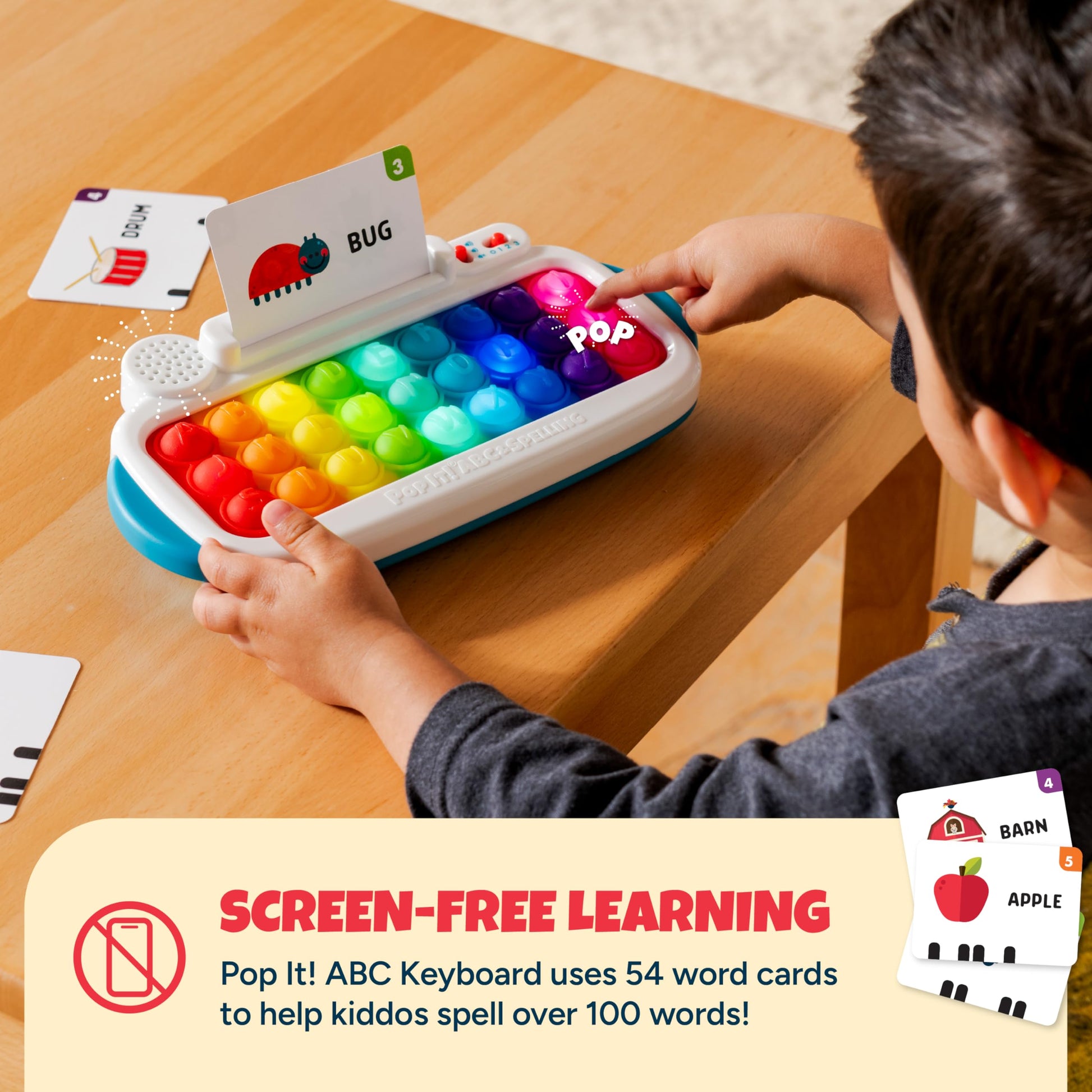 Chuckle & Roar Pop It! ABC & Spelling Keyboard - Multicolor - Smart Letter Guidance with Alphabet Learning Toys - Soft Silicone Keys for Toddler