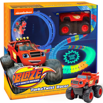 Blaze and The Monster Machine Race Track Set - 117-Piece STEM Playset with Flexible Glow Tracks - Official Nickelodeon Toys for Kids Ages 3 to 8