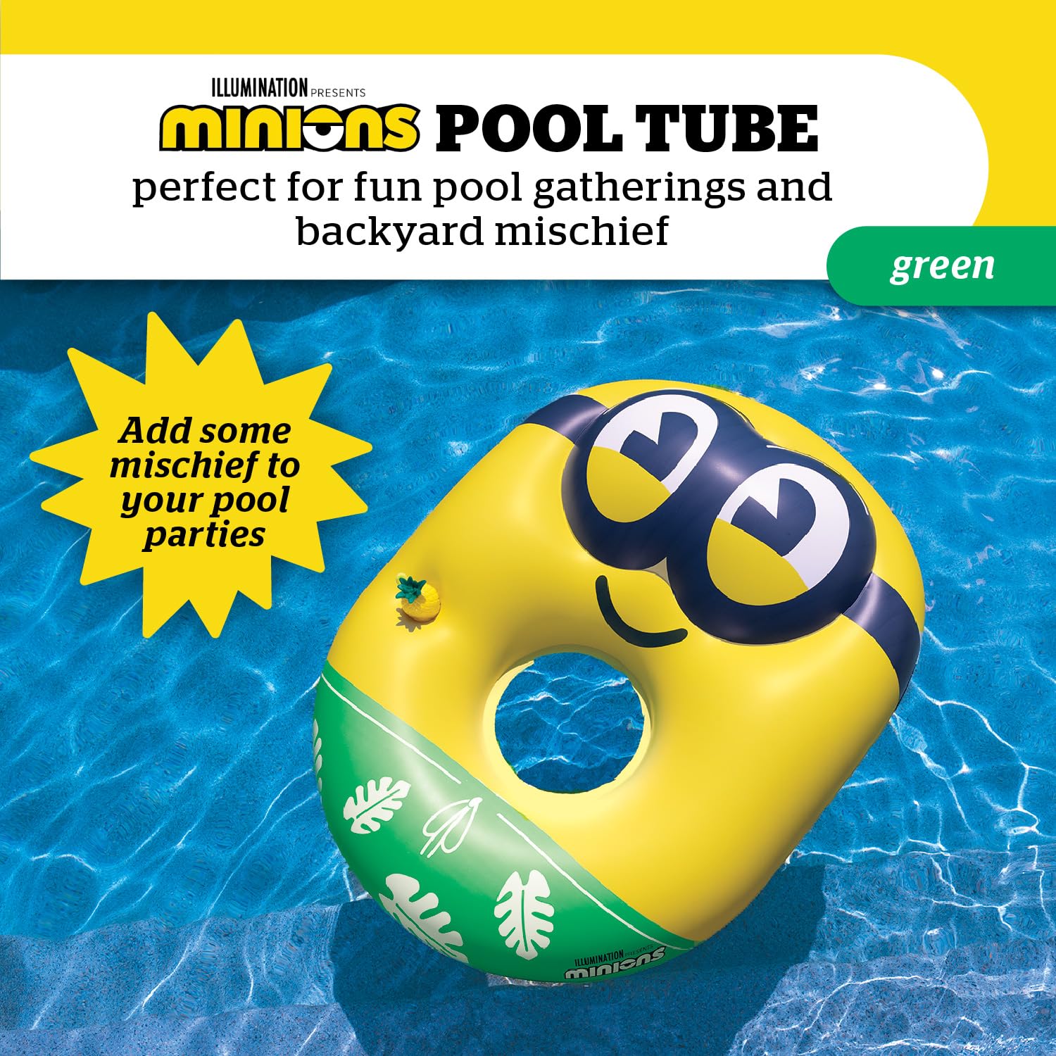 Giant Minions Inflatable Pool Float, Despicable Me Swim Ring, Large Novelty Character Float for Pool Parties and Outdoor Summer Fun