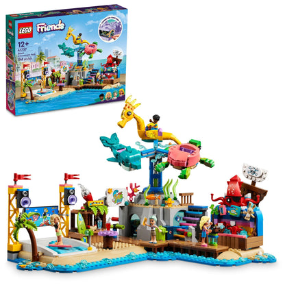 LEGO Friends Beach Amusement Park 41737 Building Toy Set, A Technical Project for Older Kids Ages 12+, with Spinning Carousel, Wave Machine and