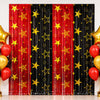 2 Pack Movie Night Foil Fringe Curtains Backdrop Decorations, 3.3 x 6.6 Ft Star Red and Black Movie Night Tinsel Streamers Backdrop for Movie Theater