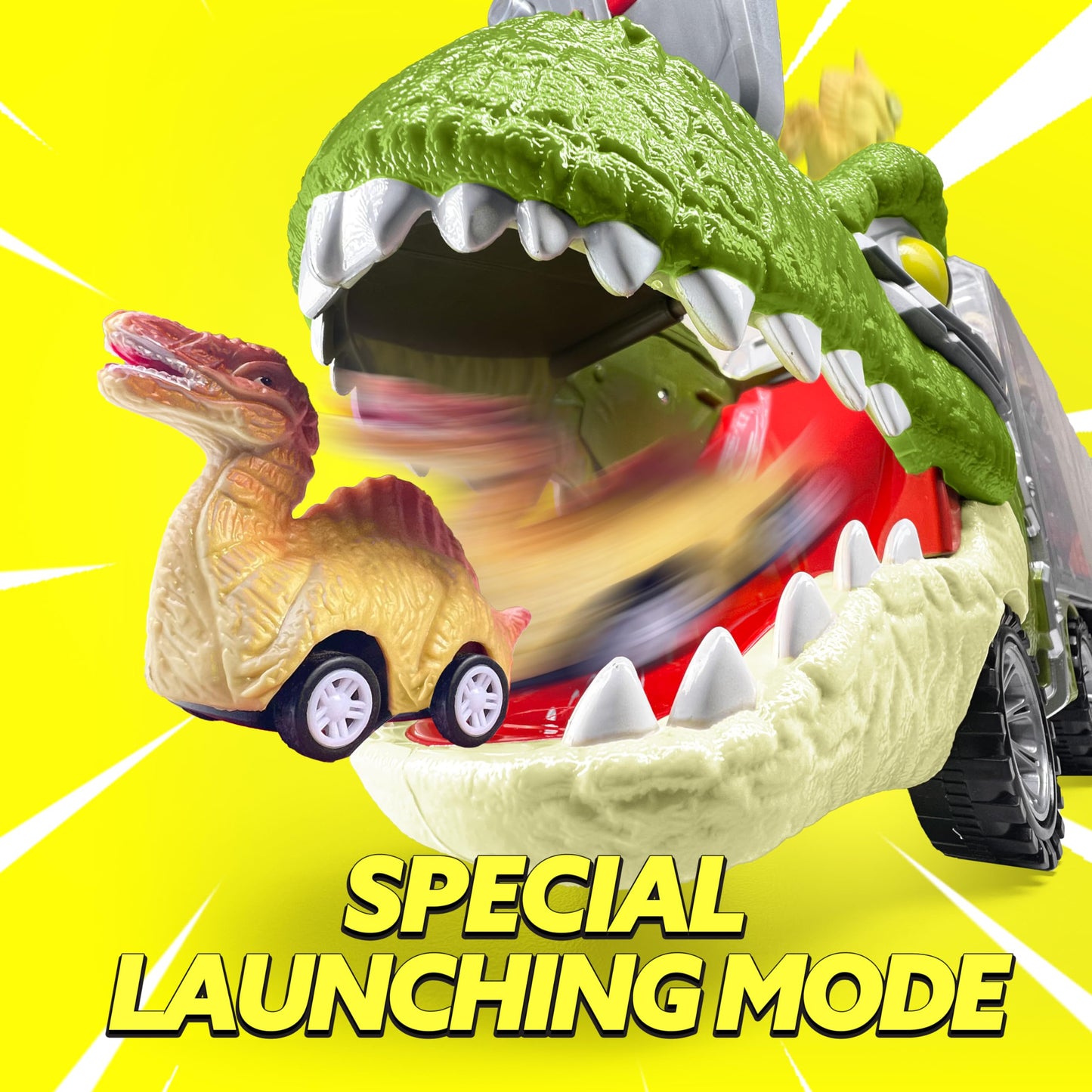 JOYIN 13 in 1 Dinosaur Toys for Kids 3-5, Transport Dinosaur Carrier Truck with 12 Pull Back Cars, Toddler Toys 3-4? Birthday Gifts for 3 4 5+ Year