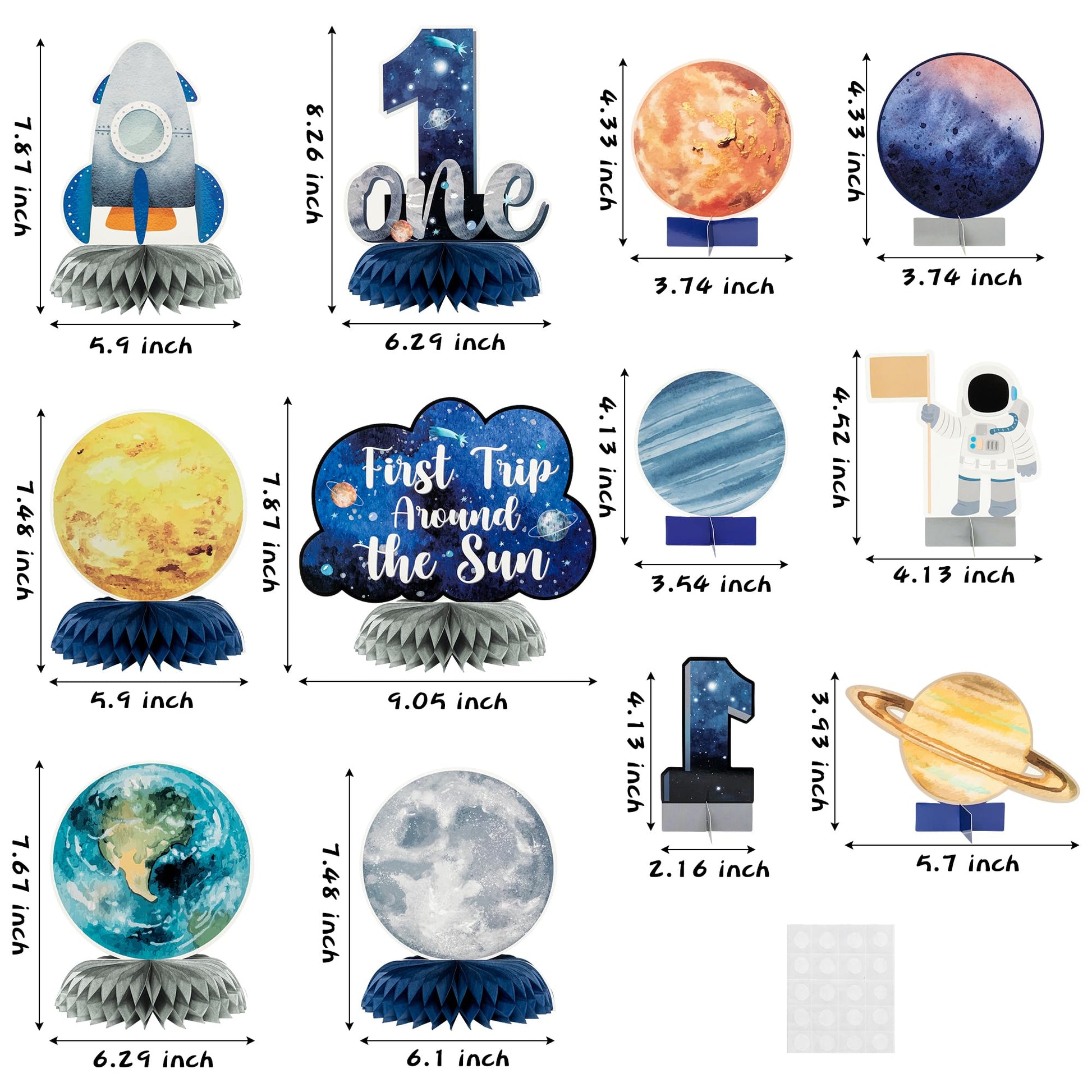 ANGOLIO 12Pcs Outer Space 1st Birthday Honeycomb Centerpiece Party Supplies