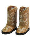 American Fashion World Light Brown Eagle Cowboy Boot for 14-Inch Dolls | Premium Quality & Trendy Design | Dolls Shoes | Shoe Fashion for Dolls