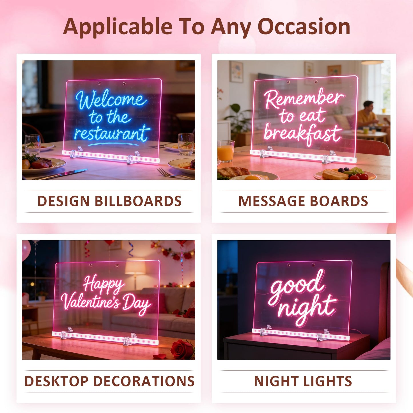 Led Drawing Board,Valentines Day Gifts for Him Her,13.7"X10"4 Modes&7 Colors LED Note Board,Acrylic Dry Erase Board,Light Up Drawing Board