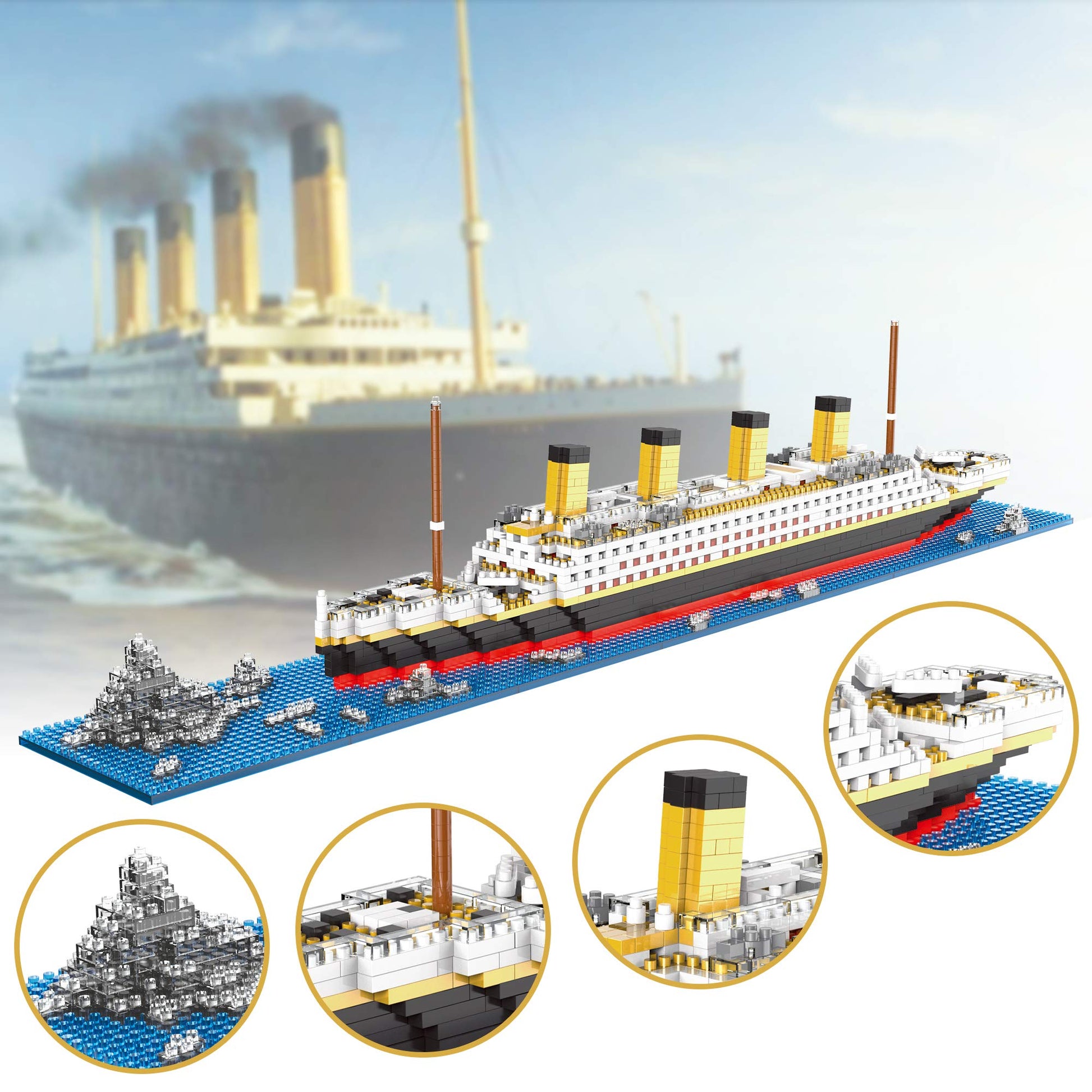 LUKHANG World Famous Titanic Micro Building Block Set Cruise Ship Micro Bricks Model Kit for Adults Ages of 14+ - 1872 PCS Great Gift