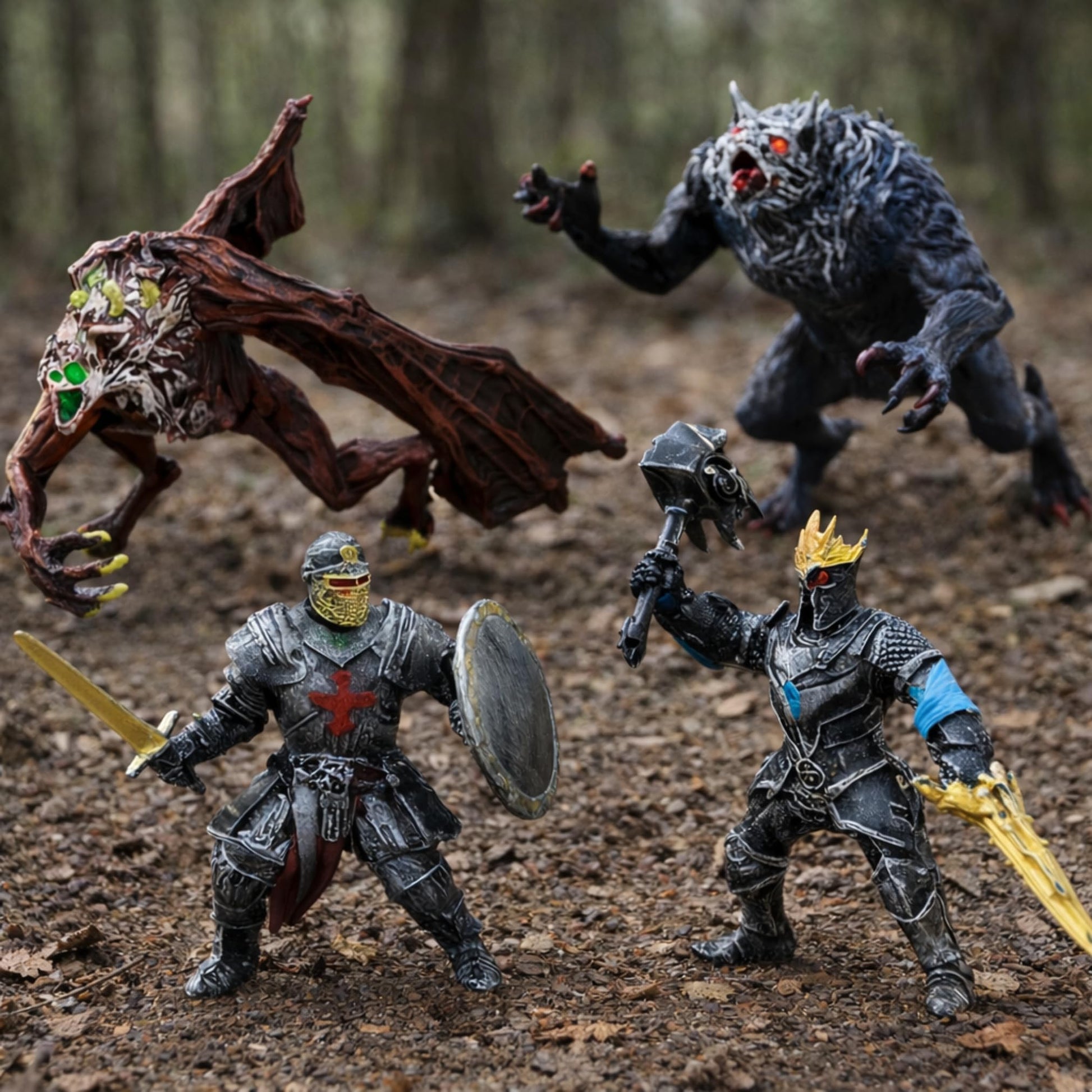 Liberty Imports Medieval Knights & Fantasy Dragons Figurines Set, 12 Pack