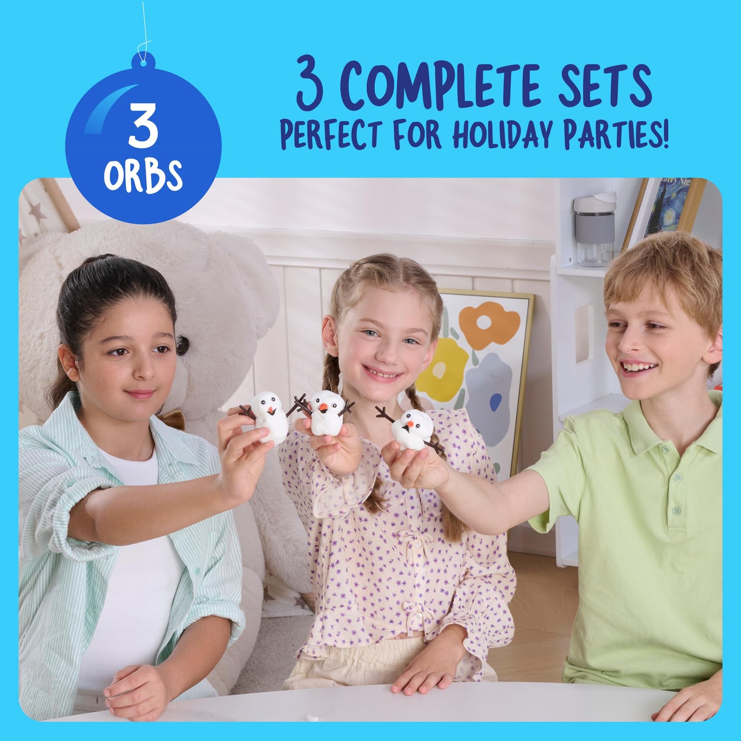 Dan&Darci Snowman Making Kit for Kids - Build a Snow Man Craft Kits for Girls, Boys, Toddlers Ages Kid Winter Christmas Crafts Activities Stocking