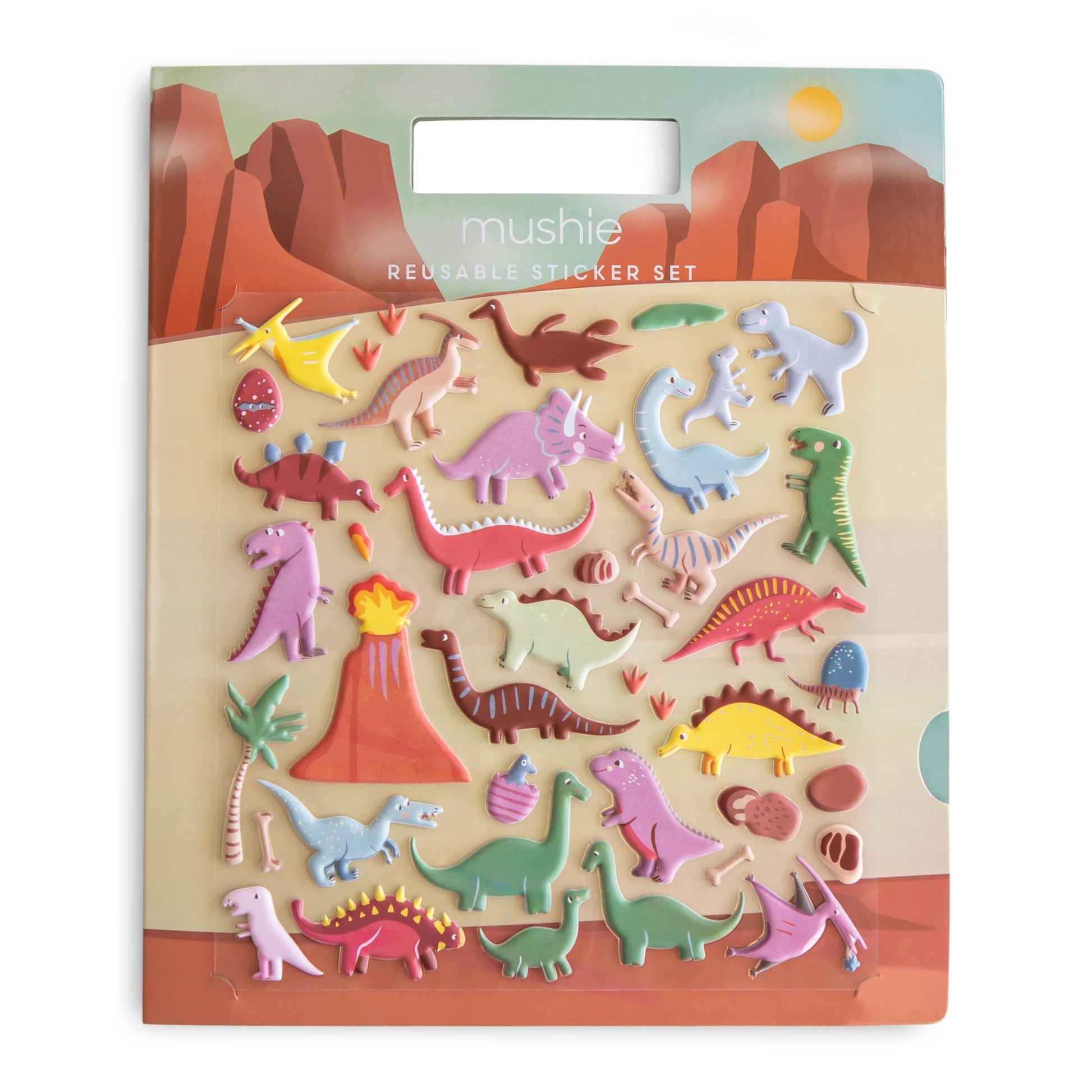 mushie Reusable Sticker Book Set (Dino) | 100+ Removable Puffy Stickers | Arts & Crafts Activity for Kids | Ages 3+