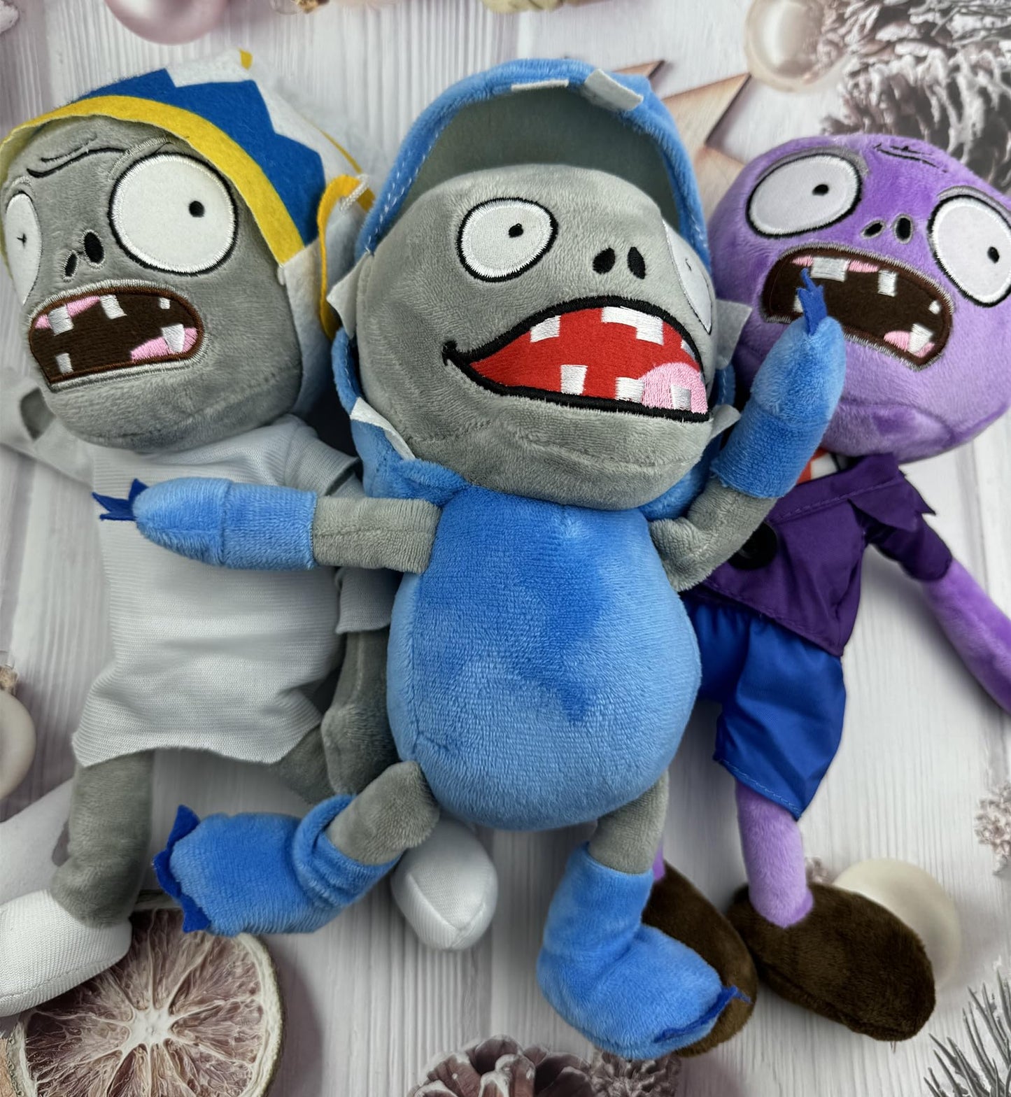 JHESAO 3 PCS Plants and Zombies Plush Buckethead Zombie Sets Toy Purple, 1 2 Stuffed Soft Missile Zombie Imp Doll, Barrel Buckethead Zombies PVZ Plush
