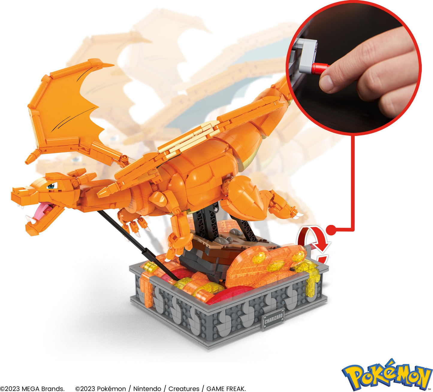 MEGA Pokémon Building Toys Set Motion Charizard with 1664 Pieces and Wing Movement, for Adult Collectors