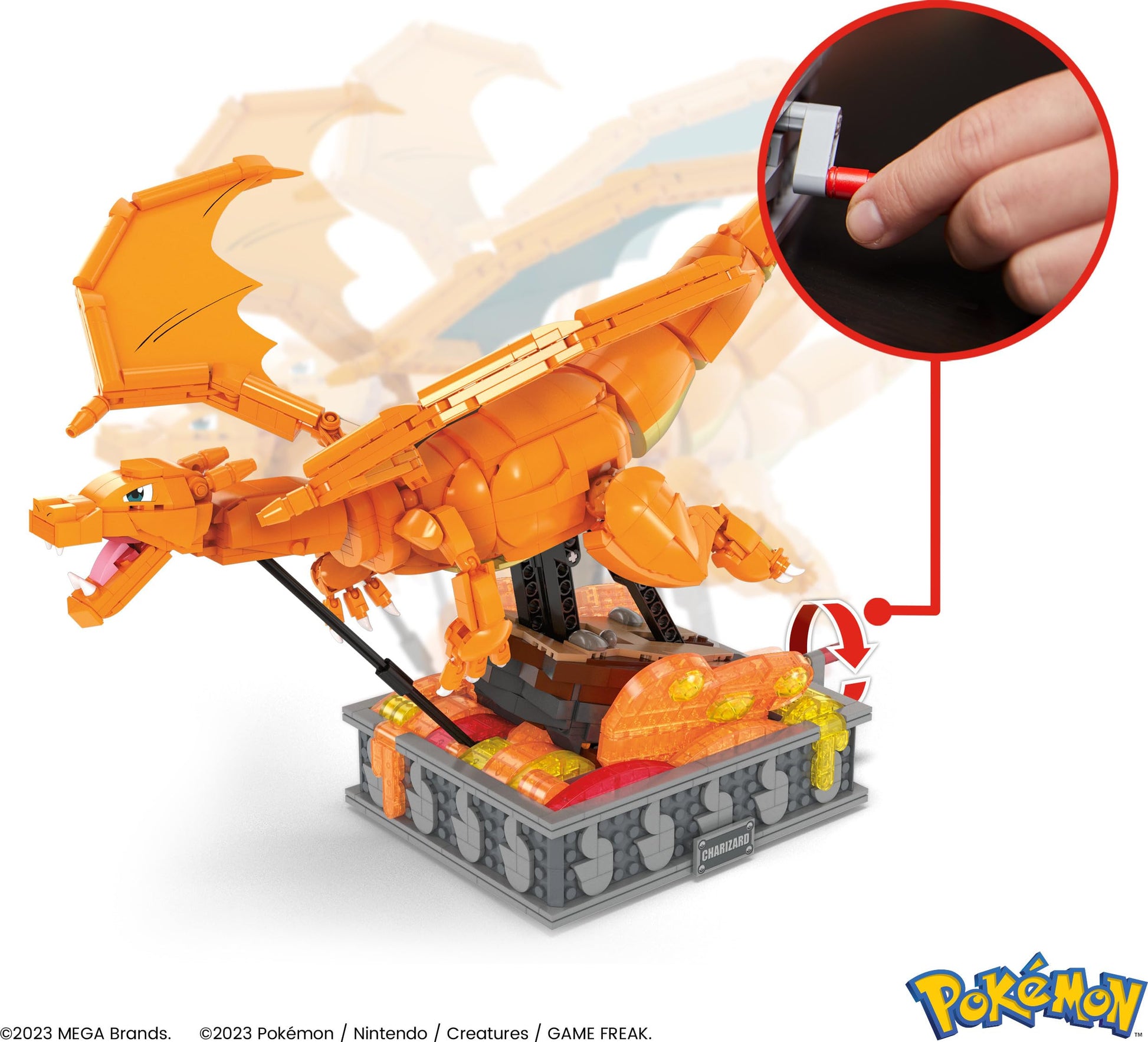 MEGA Pokémon Building Toys Set Motion Charizard with 1664 Pieces and Wing Movement, for Adult Collectors