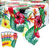 4 Pack Hawaiian Luau Tablecloths - 86.6”x51.2” Disposable Plastic Tropical Palm Leaf Tablecloths for Hawaiian Party Decorations, Jungle Safari Theme