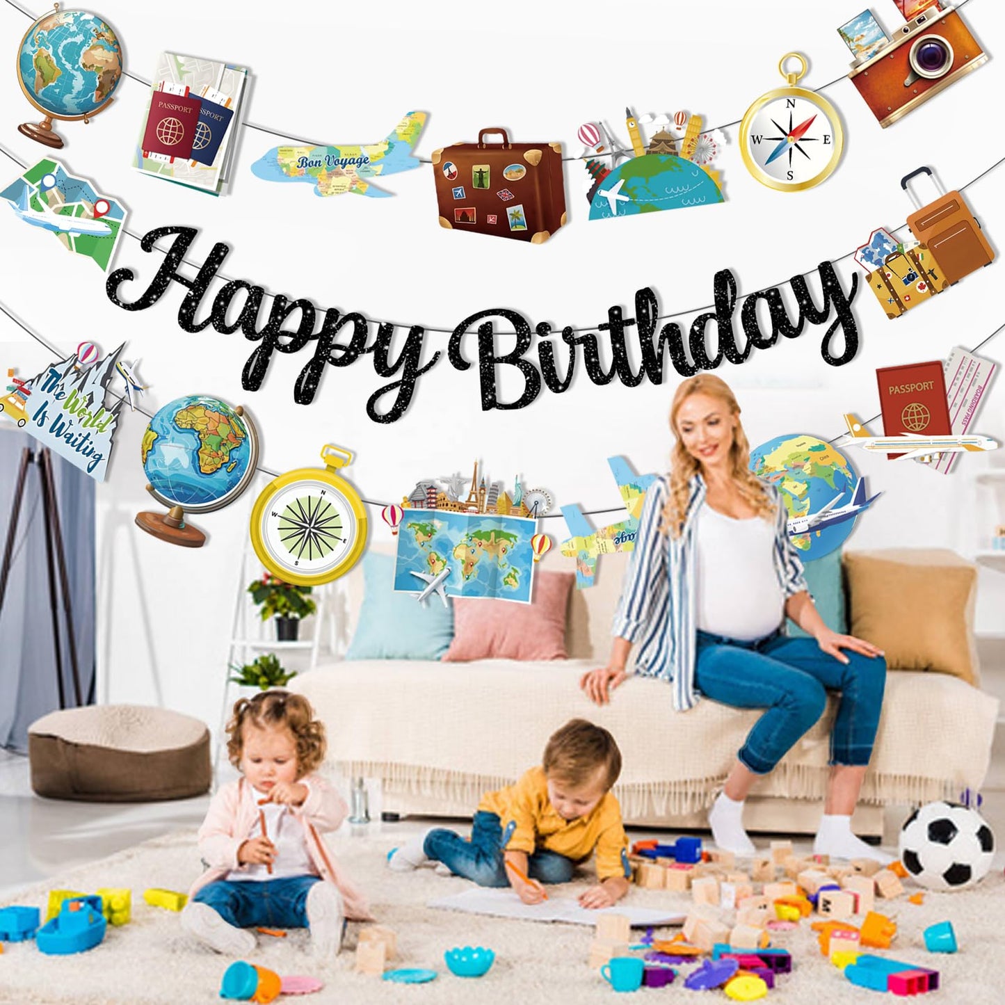Travel Themed Party Decorations Adventure Time Birthday Decorations Included Happy Birthday Banner Around The World Party Decorations Travel