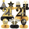9 Pieces 21st Birthday Decoration 21 st Birthday Centerpieces for Tables Decorations Cheers to 21 Years Honeycomb Table Topper for Men and Women 21