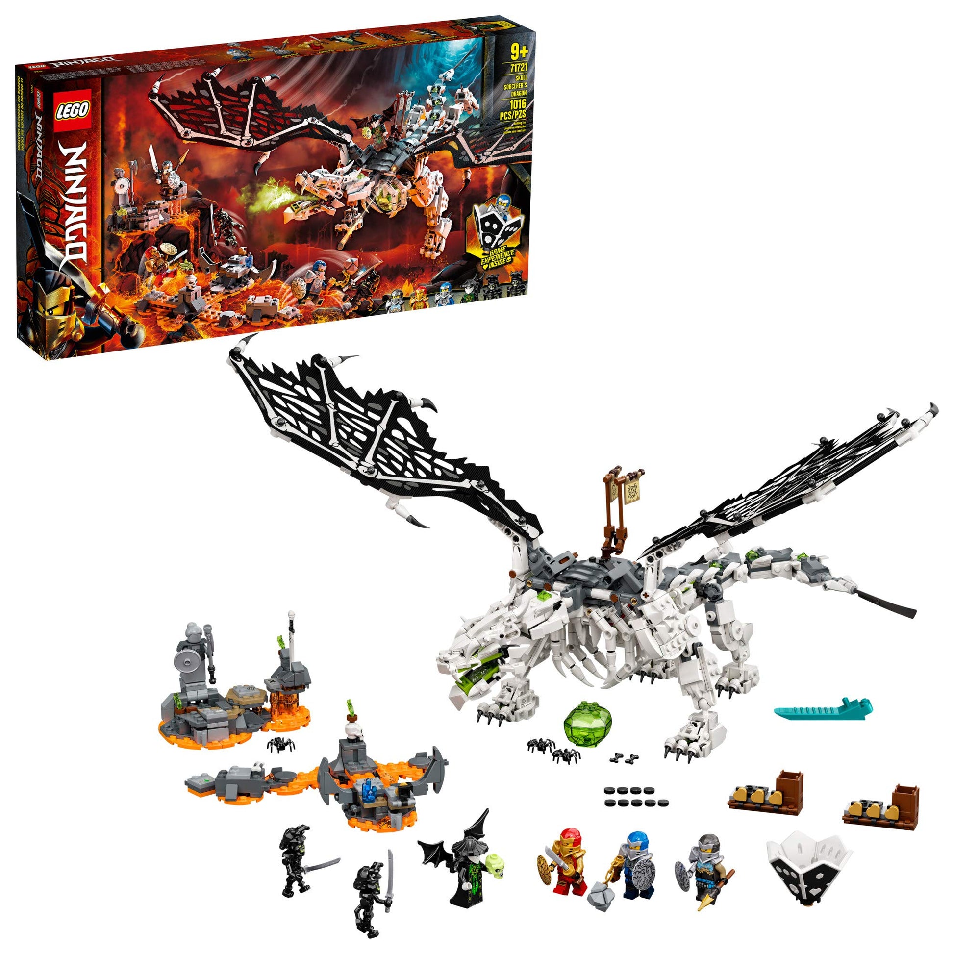 LEGO NINJAGO Skull Sorcerer’s Dragon 71721 NINJAGO Dragon Set Featuring Warrior Toy Figures (1,016 Pieces)