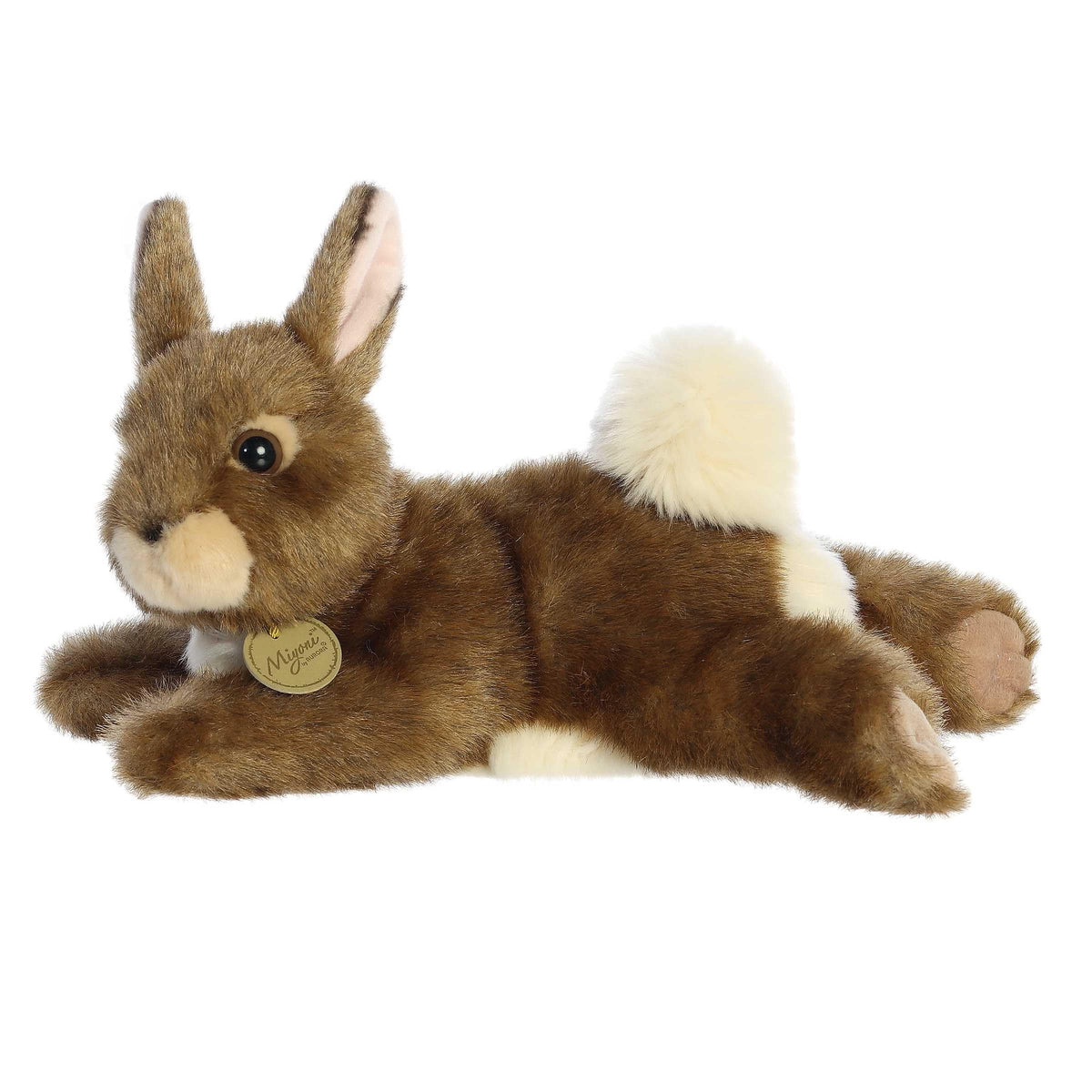 Aurora Miyoni 12" Resting Bunny Eastern Cottontail Realistic Stuffed Animal