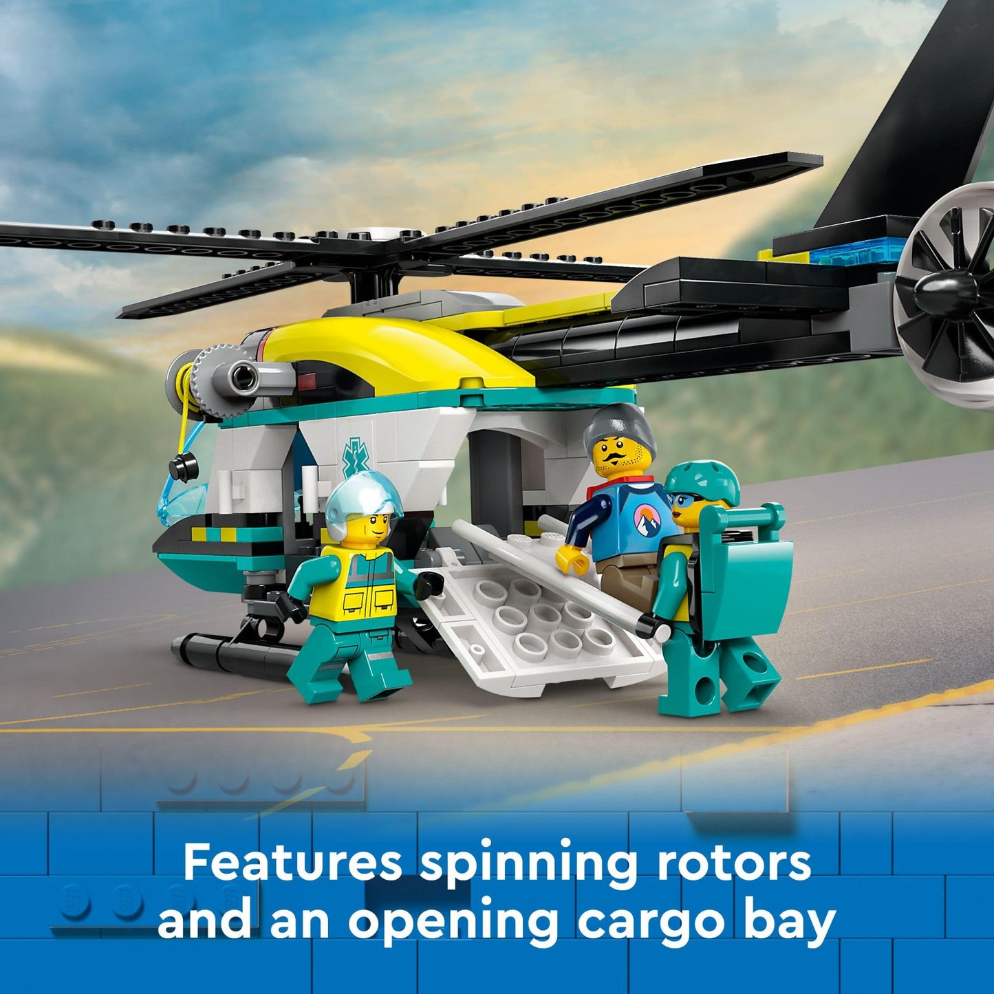 LEGO City Emergency Rescue Helicopter, Toy Aircraft Playset for Kids, Fun Gift for Boys and Girls Aged 6 Plus, Hiker, Rescuer, and Pilot Minifigures