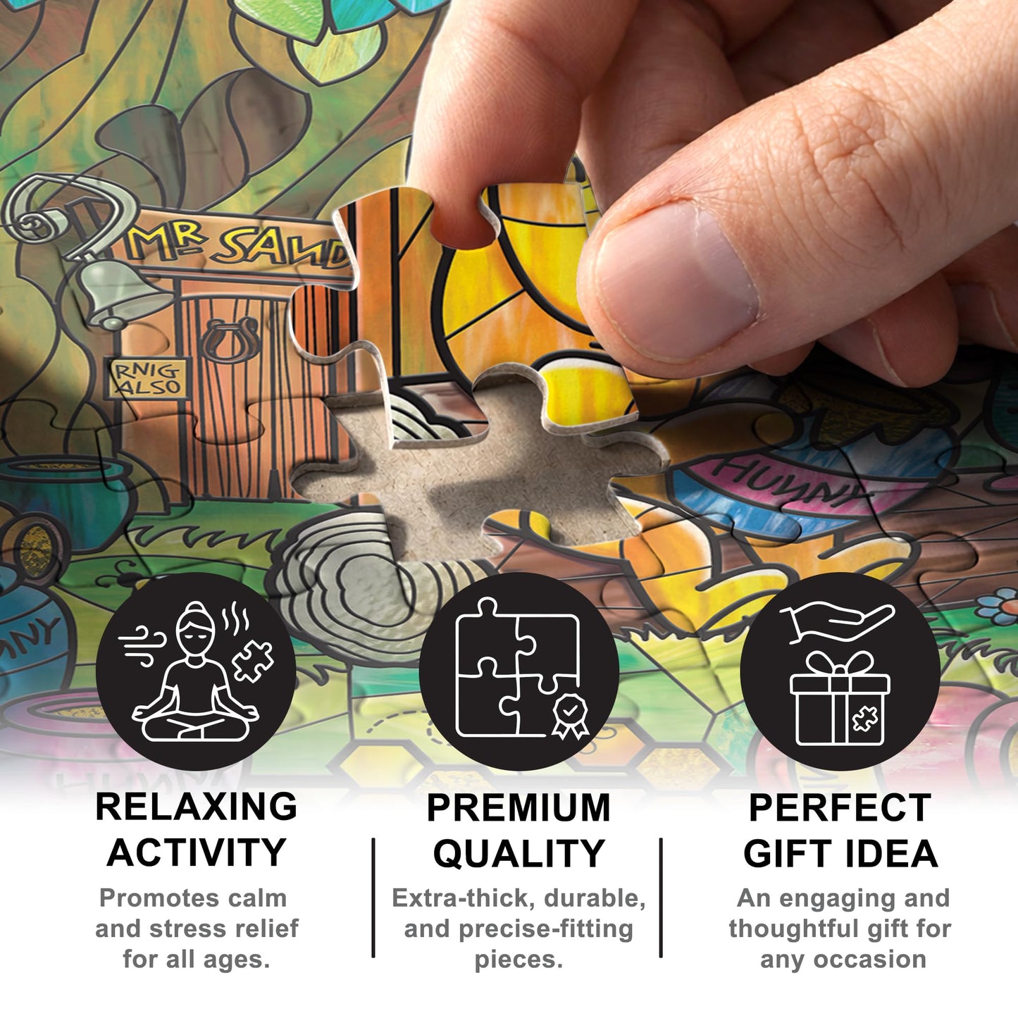 MasterPieces 500 Piece Stained Glass Jigsaw Puzzle for Adults, Family, Or Youth - Winnie The Pooh - 15"x21"