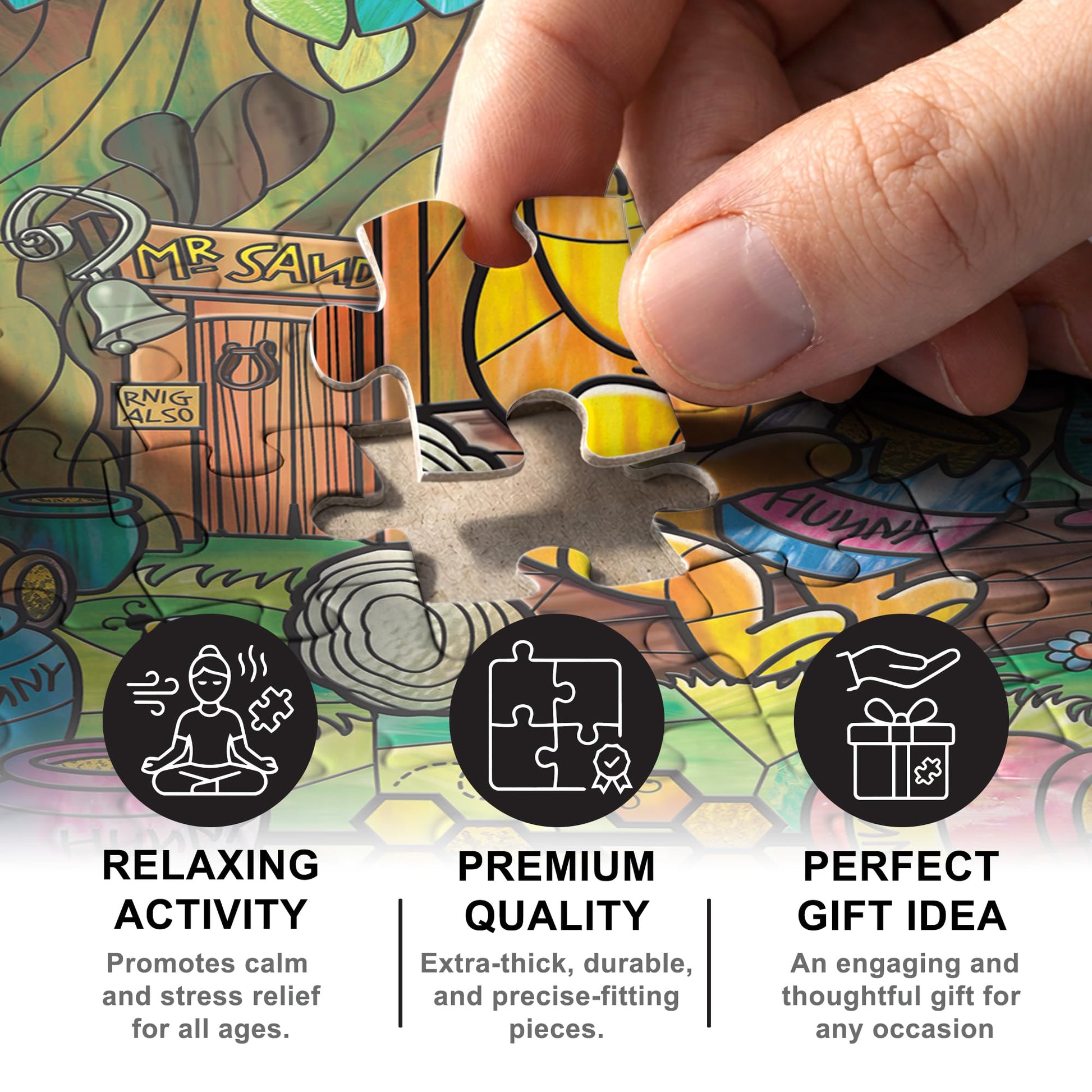 MasterPieces 500 Piece Stained Glass Jigsaw Puzzle for Adults, Family, Or Youth - Winnie The Pooh - 15"x21"