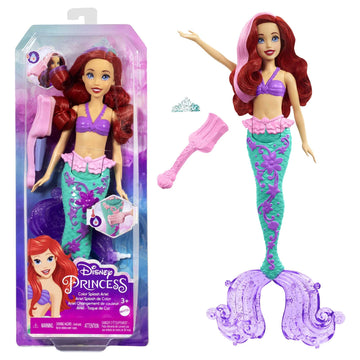 Mattel Disney Princess Ariel The Mermaid Doll, Mermaid Toy, Tail Fin Changed by Water Colour, Disney Gifts, Toy from 3 Years, HLW00