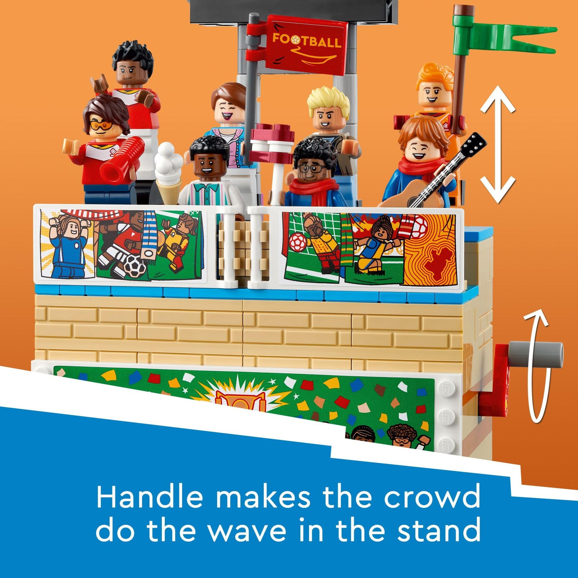 LEGO Icons of Play Soccer Toy, Detailed Building Set for Girls and Boys with 15 Minifigures, Also Includes a Field, Stand and Working Scoreboard,