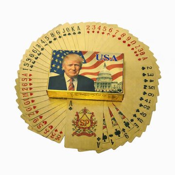 blinkee Tremendous Trump Triumph 24K Gold-Plated Waterproof Poker Cards - Premium 52-Card Deck with 2 Jokers, Presidential Design & PET Plastic