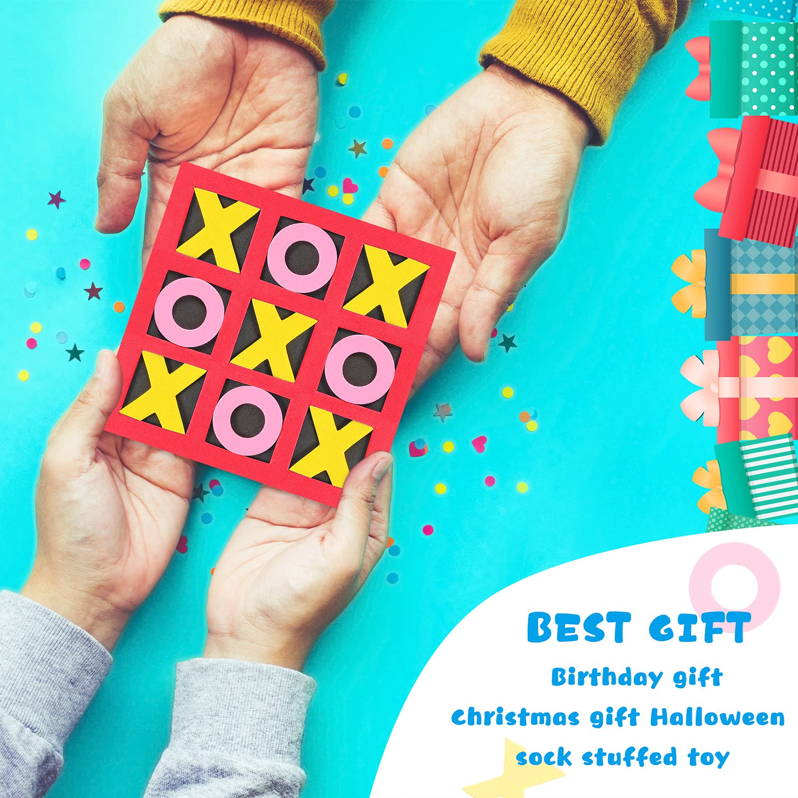 Skylety 36 Pack Tic Tac Toe Foam Tic Tac Toe Mini Board Game Family Classic Educational Table Game for Birthday Party Favors, Birthday Goody Bag