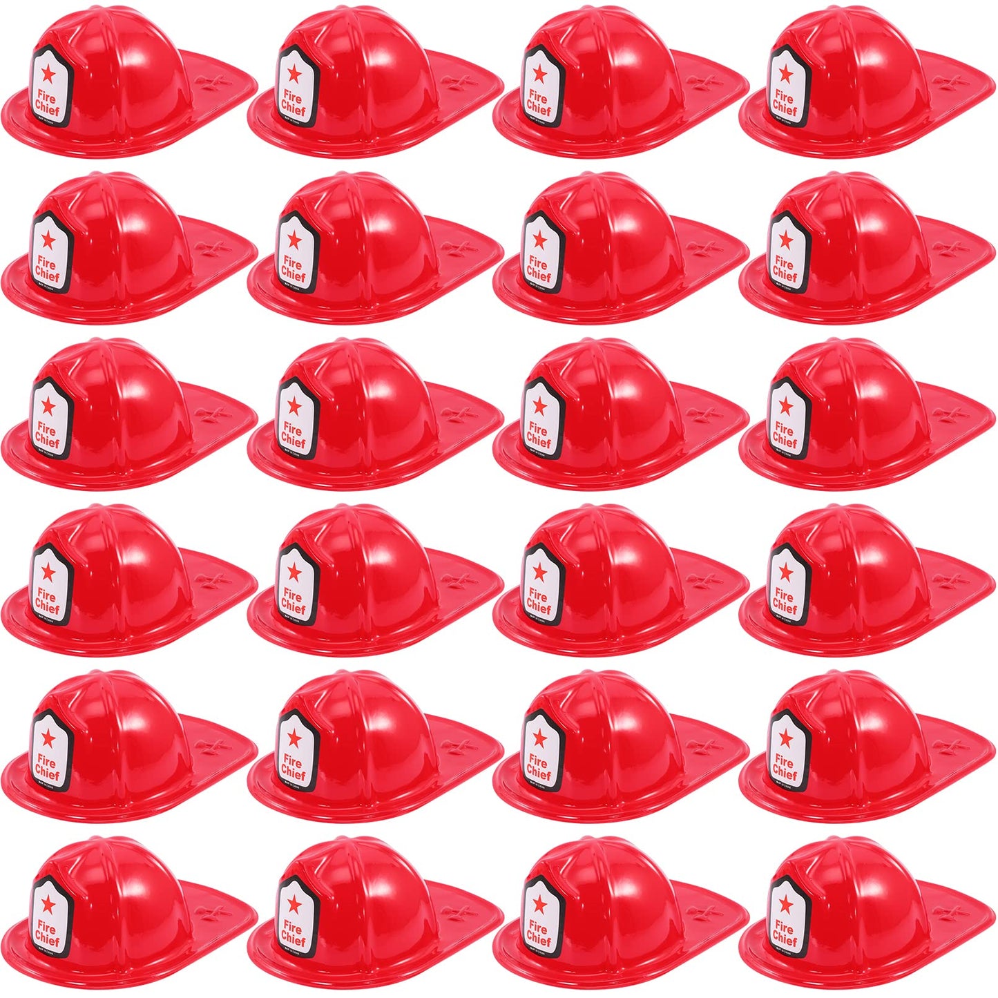 Kipeber 24 Pcs Kids Firefighter Hat,Plastic Fireman Hat,Red Fire Chief Helmet for Kids,Soft Children’s Fireman Helmet Fire Hats for Boys Girls Role