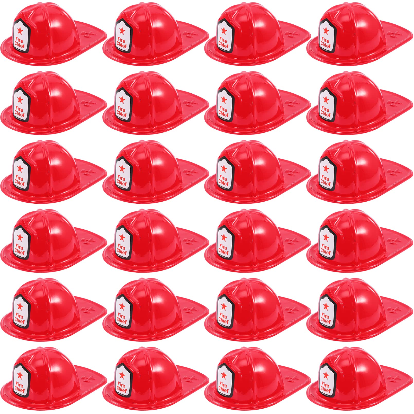 Kipeber 24 Pcs Kids Firefighter Hat,Plastic Fireman Hat,Red Fire Chief Helmet for Kids,Soft Children’s Fireman Helmet Fire Hats for Boys Girls Role