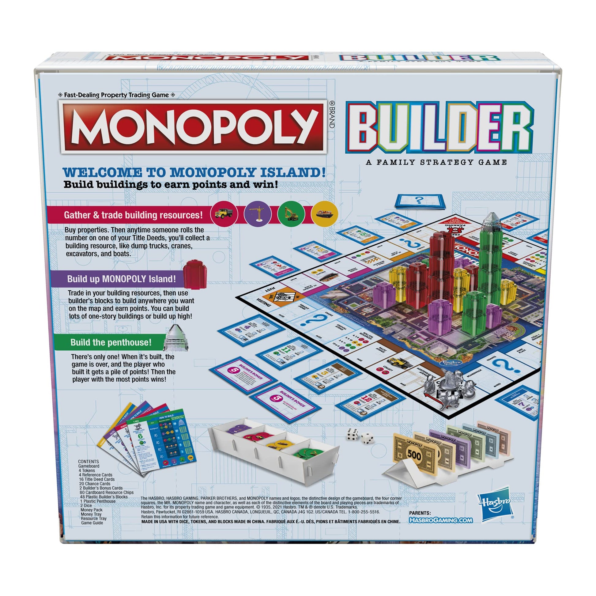 Monopoly Builder Board Game, Strategy Game, Family Game, Games for Kids, Fun Game to Play, Family Board Games, Ages 8 and up