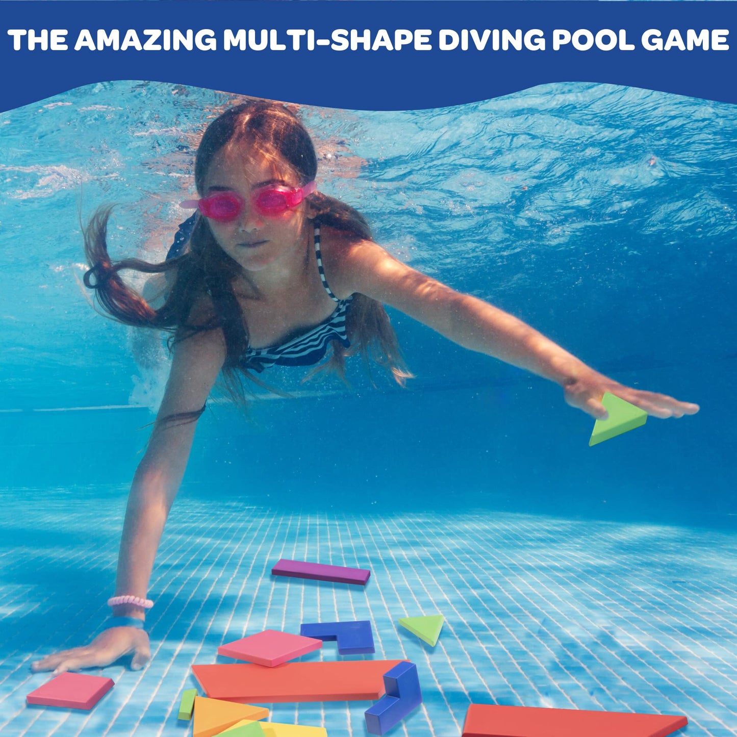 Aqua Blocks Pool Diving Game- Set Includes 40 Multi-Shape Sinking Toys