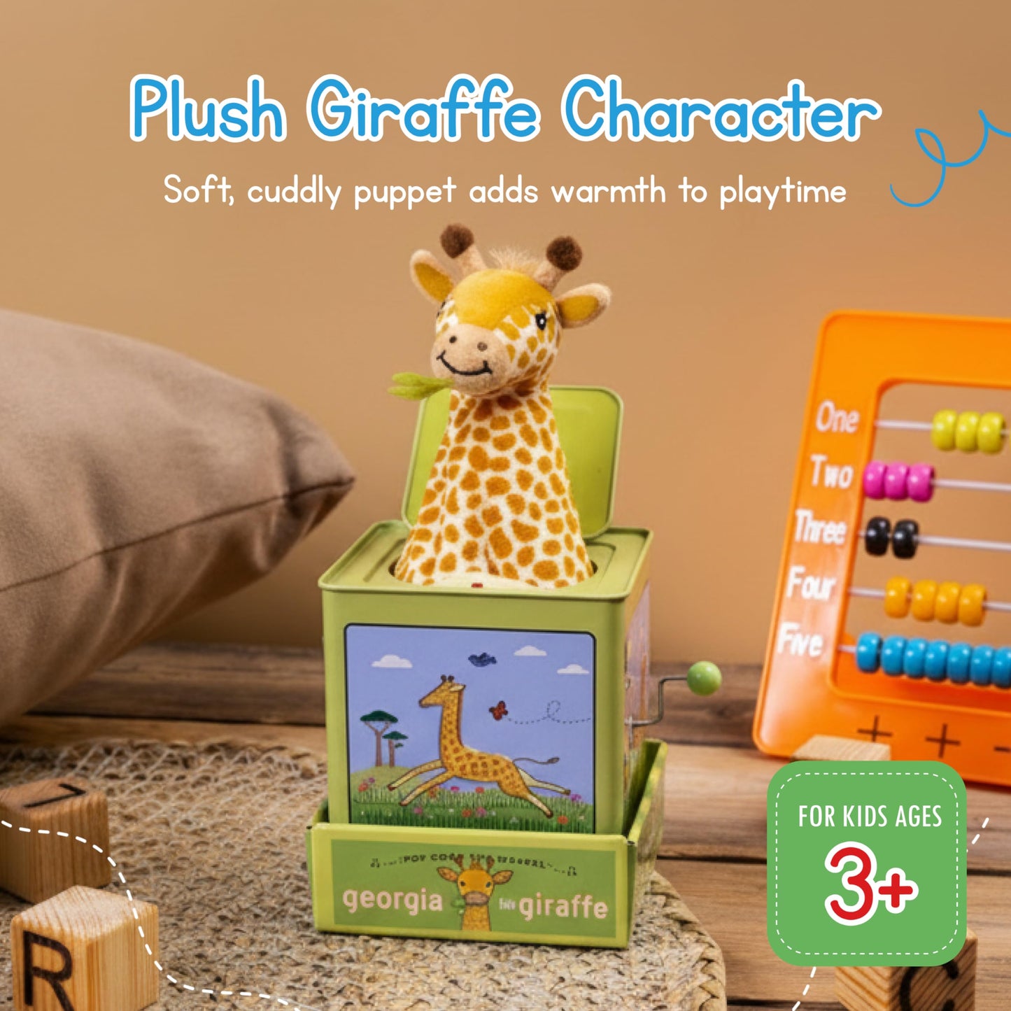 Jack Rabbit Creations Giraffe Jack in the Box - Tin Musical Toy - Ages 3+
