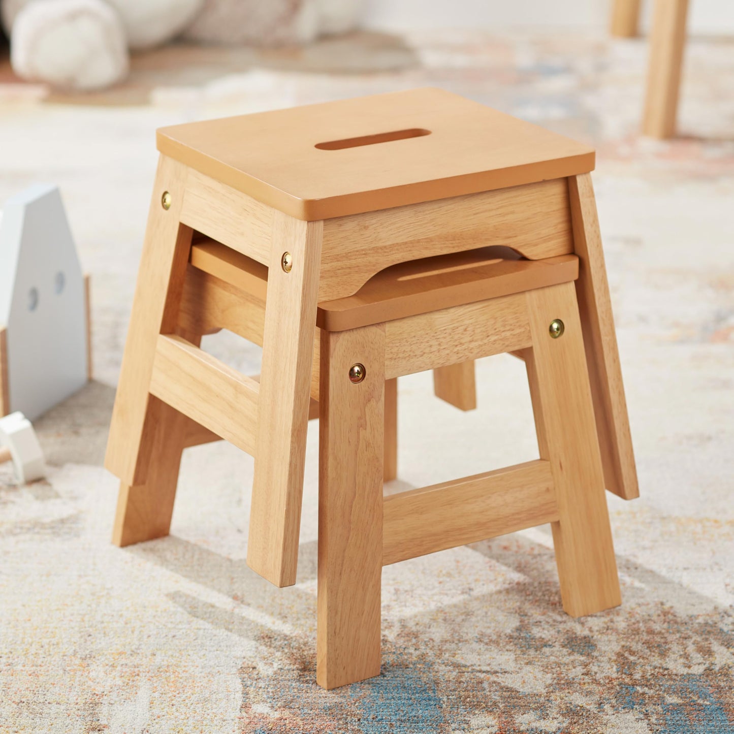 Melissa & Doug Wooden Stools - Set of 2 (Natural)