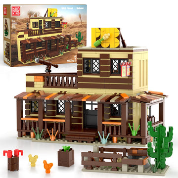 Mould King Wild West Architecture Building Sets, Mini Western-Saloon Modular Buildings Model Kits, Ideas House Office Room Decor Gifts for Adult