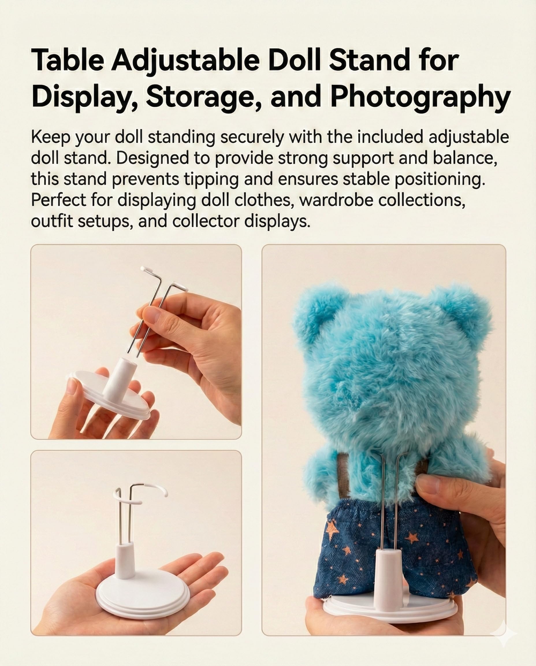 All in One Organize Kits Wardrobe Compatible with Labubu, Include Hangers,Clothes Rack &Stand, Display Case for Outfit Storage and Accessories Arts