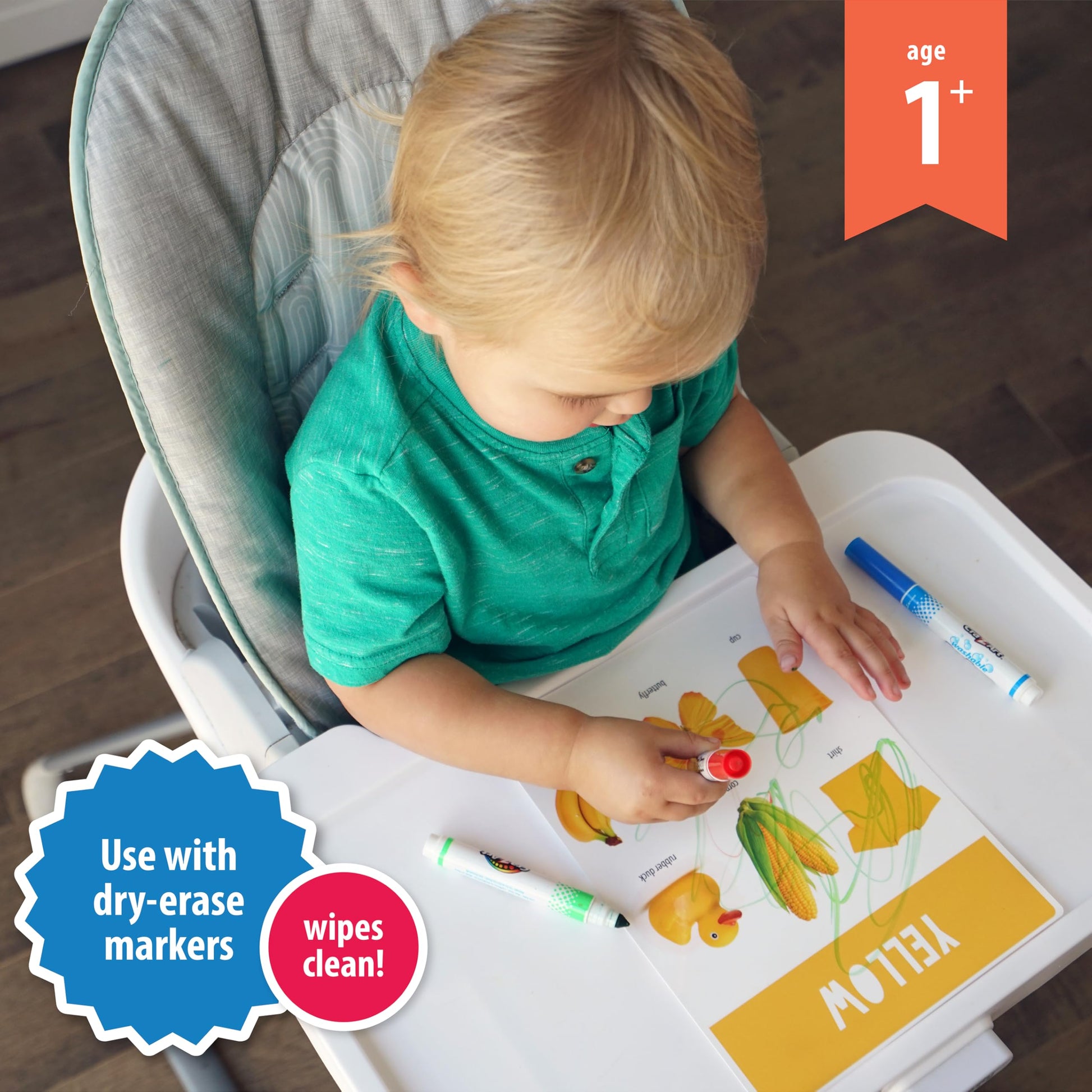 Jumbo Focus Cards™ Made in USA. 12ct Extra-Large Flash Cards - 12 Months+. Colors, Animals, Food & Objects. 7.5" x 10". Over 140 Photos. Used by