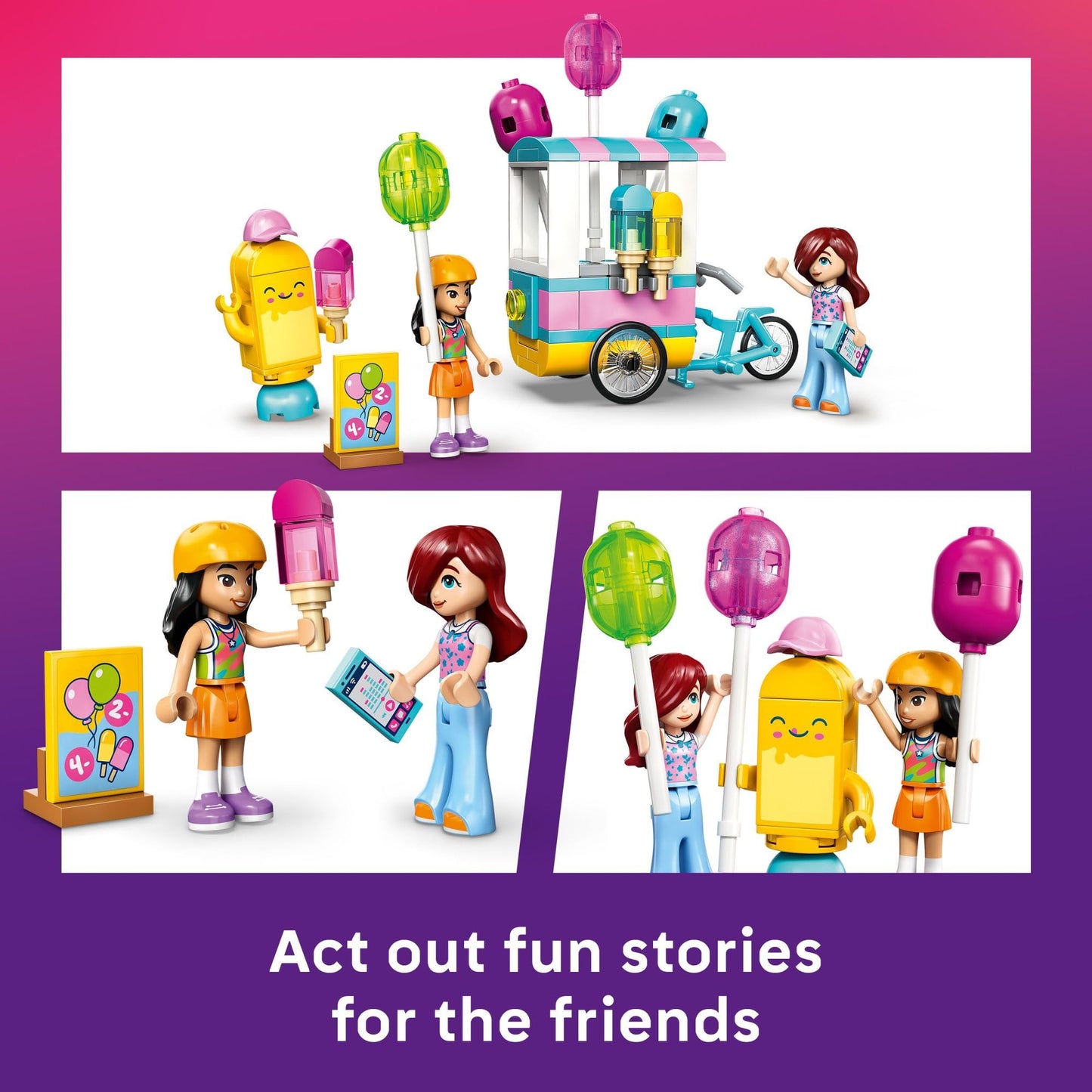 LEGO Friends Ice Cream & Balloon Stand Building Toy for Girls & Boys - Pretend Play Set for Kids, Ages 6+ - W/Liann & Paisley Minidolls & Accessories