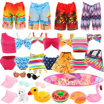 Miunana Handmade Doll Clothes and Accessories - 12 Pcs Set for 11.5 Inch Dolls - Swim Clothes, Trunks, Suits, Skateboard, Lifebuoys
