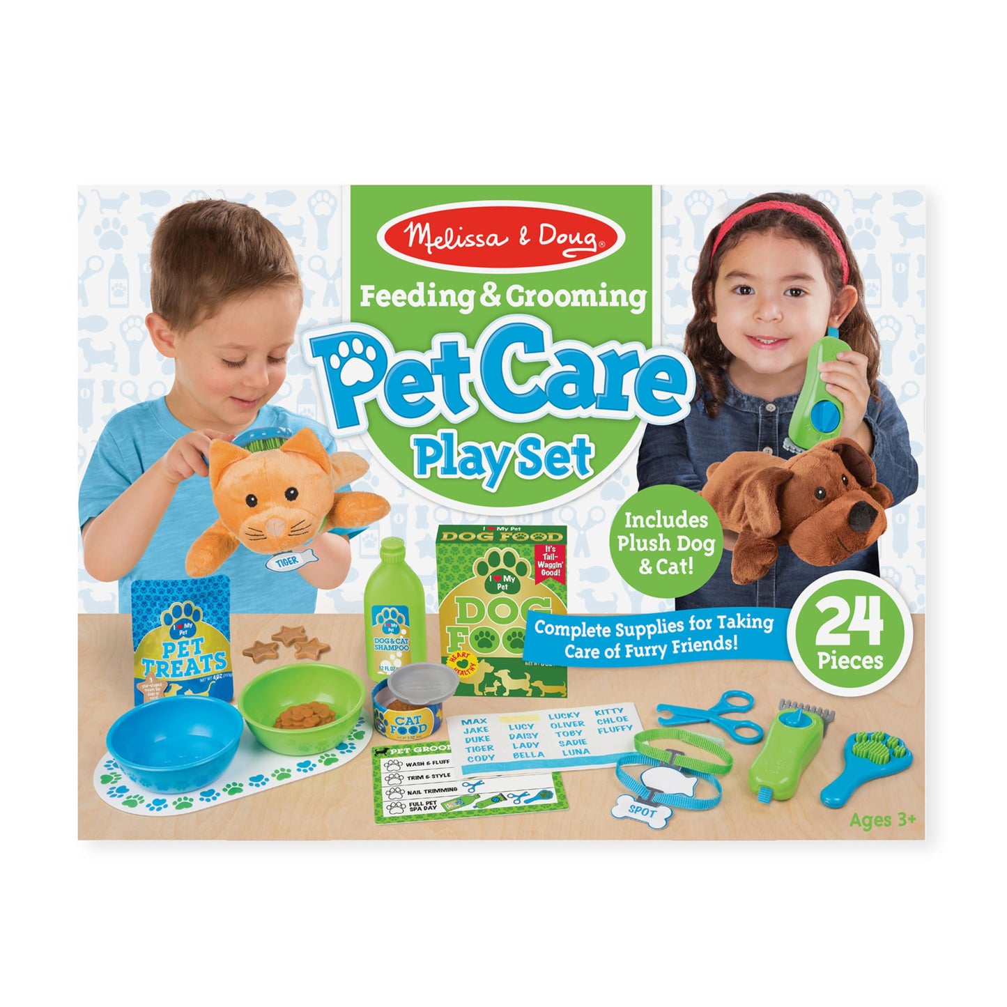 Melissa & Doug Feeding and Grooming Pet Care Play Set Pretend Play Vet Toy Veterinarian Kit for Kids