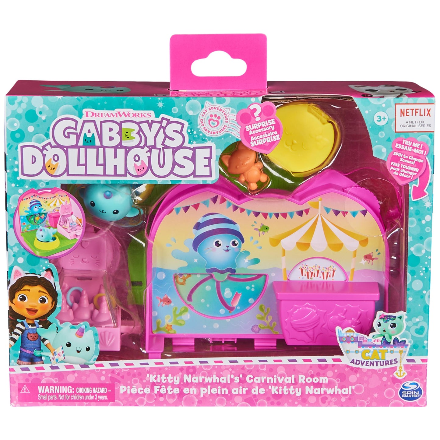Spin Master Gabby's Dollhouse Kitty Narwhal’s Carnival Room, with Toy Figure, Surprise Toys and Dollhouse Furniture, Kids Toys for Girls & Boys 3+