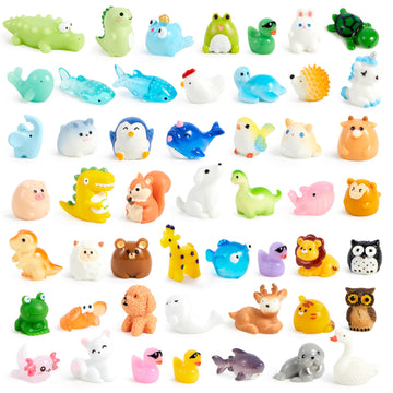 JOYIN 50 Pcs Mini Resin Animals Figures, Mix Resin Animals Figurines for Fairy Garden Accessories, Dollhouse Decorations, Slime Charms for Crafts, DIY