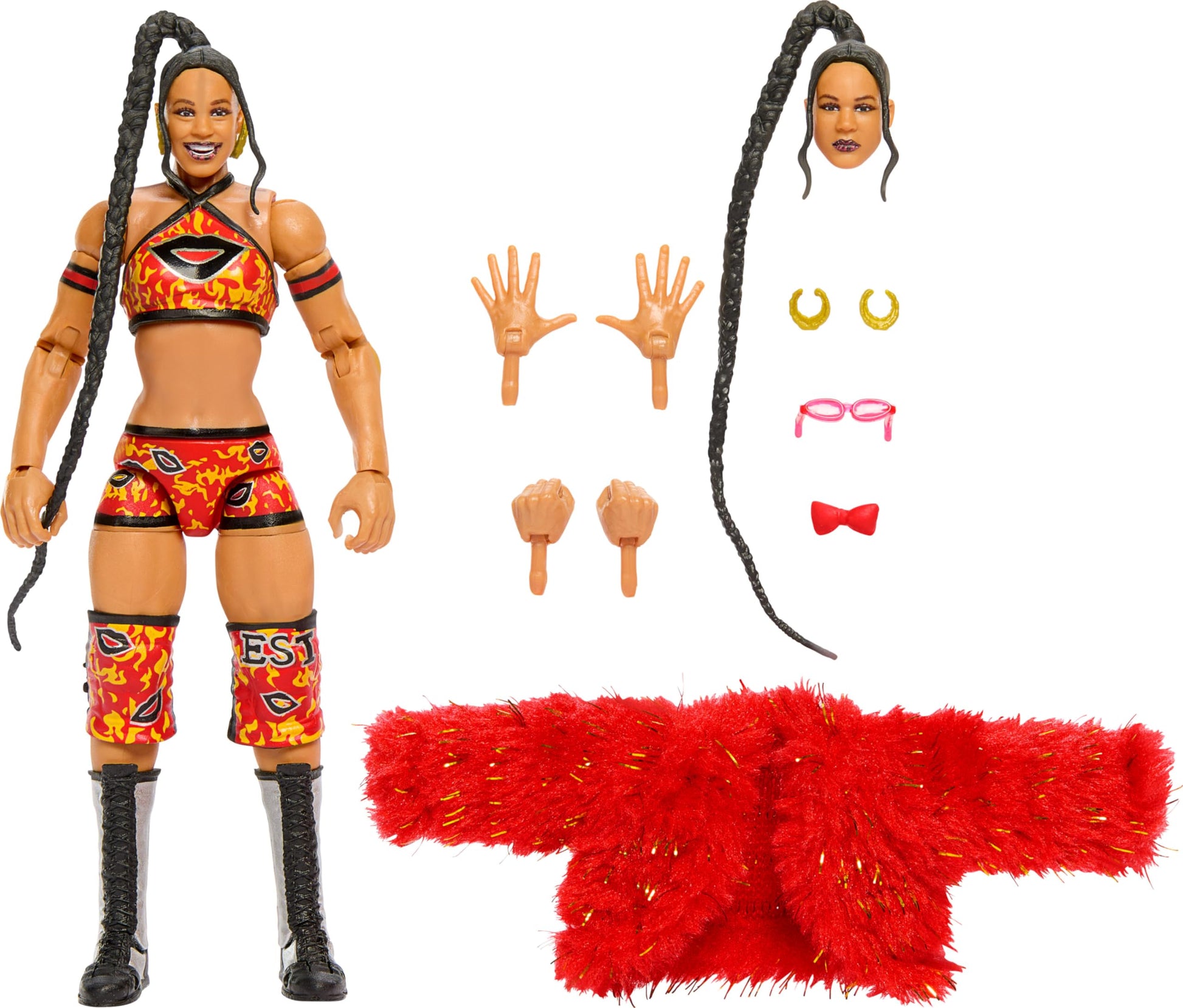 Mattel WWE Ultimate Edition Action Figure & Accessories, 6-inch Bianca Belair Collectible Set, Swappable Heads & Hands, Entrance Gear & 30