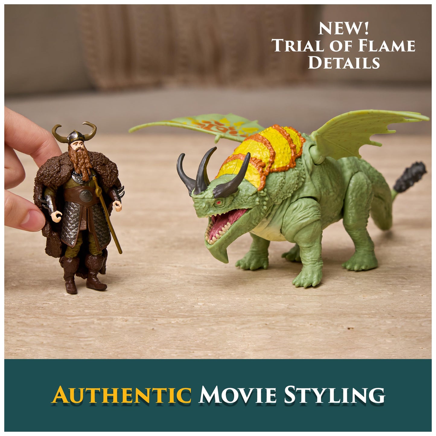 DreamWorks Dragons Rumblehorn & Stoick Action Figures Viking Rider Duo