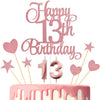 Lecferrarc 13th Birthday Cake Decorations, 13th Birthday Candles Cake Numeral Candles and Glitter Happy 13th Birthday Cake Toppers Set for Birthday