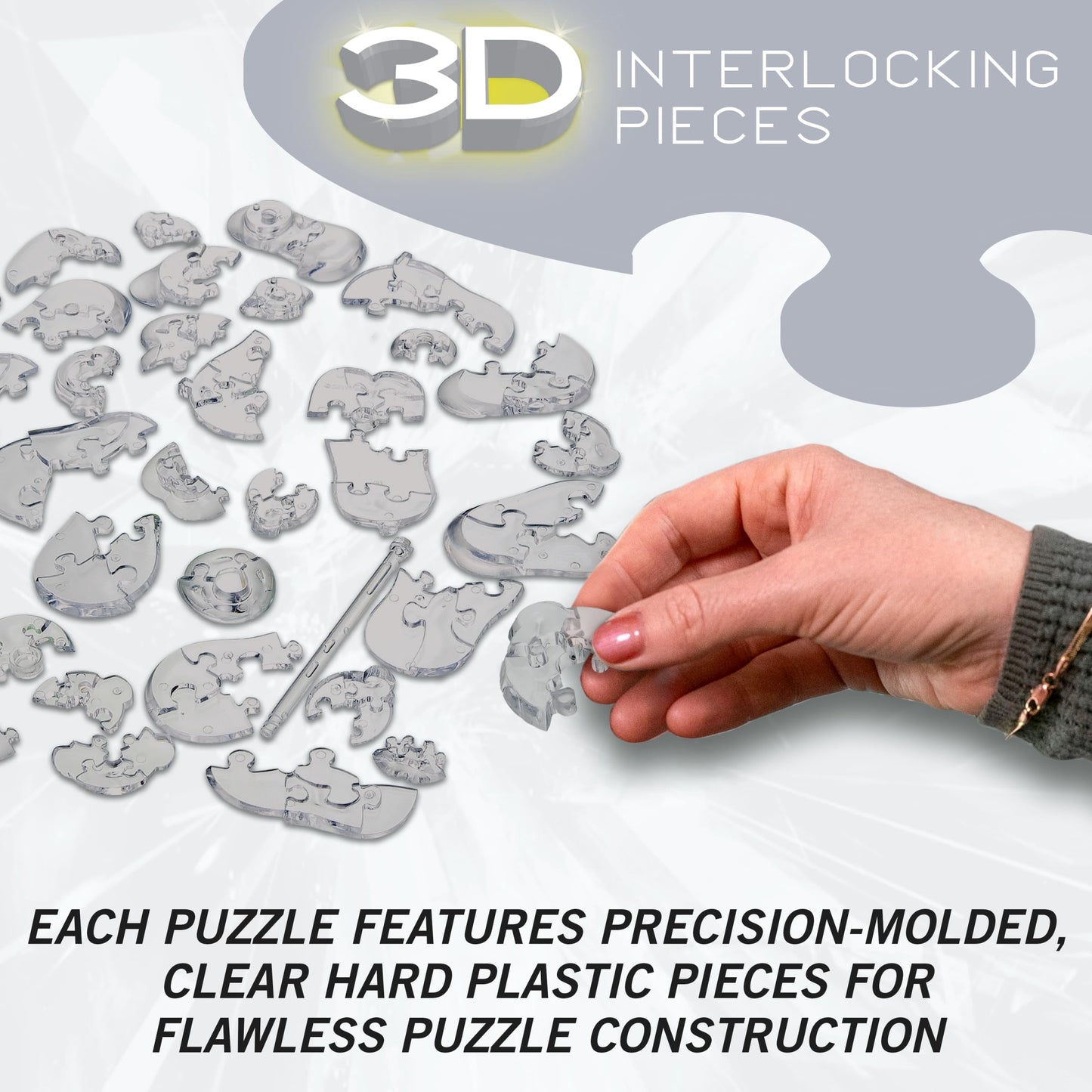 Thinker Crystal 3D Puzzle, 41-Piece Brain Teaser, Ages 12+