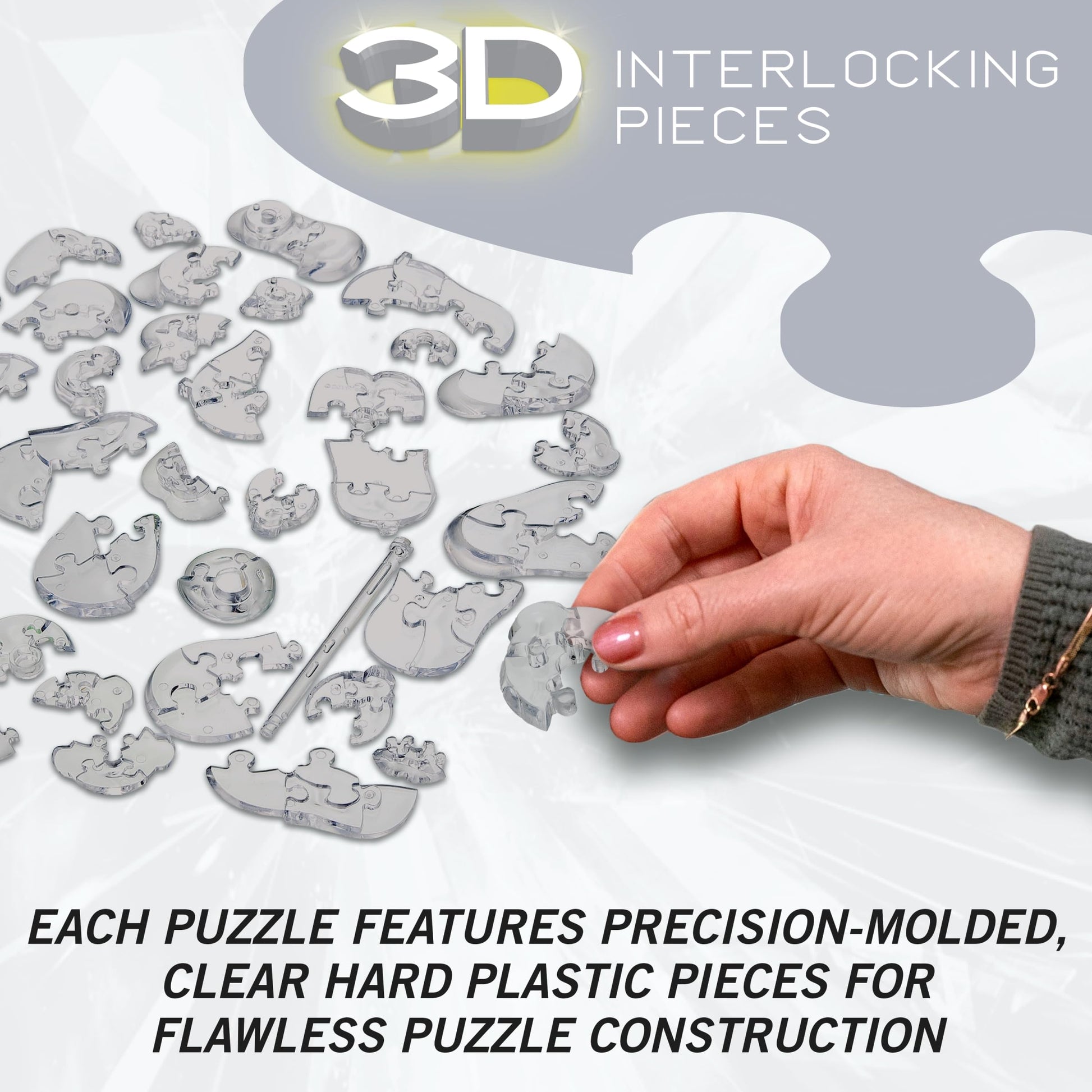 Thinker Crystal 3D Puzzle, 41-Piece Brain Teaser, Ages 12+