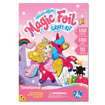 Timetome Foil Craft Kit for Kids, Princess & Unicorn Foil Art Set for Ages 4-8, No Mess Creative Arts and Crafts, Easy Peel Stick Foil Pictures, Gift