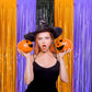 LOLStar Halloween Orange Purple Black Foil Fringe Curtains 3 Pack